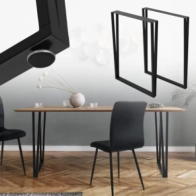 Afbeelding van Tafelpoten Tafelonderstel set van 2 U Design smal 50 x 71,5 cm zwart staal ML