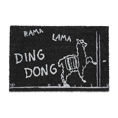 Afbeelding van Relaxdays deurmat Lama Kokosdeurmat, met Duits opschrift 60 x 40 cm, antislip, voor binnen, buiten, zwart/wit