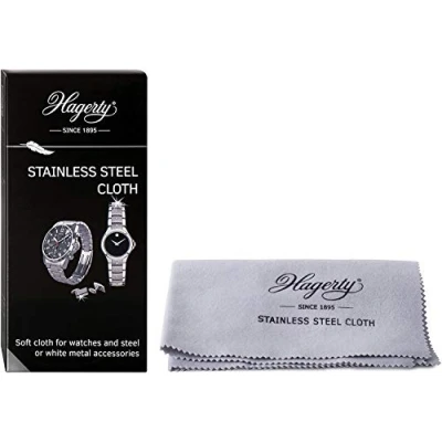 Afbeelding van Hagerty Reinigingsdoek van roestvrij staal, 36 x 30 cm, 100% geïmpregneerd katoen, polijstdoek voor horloges, verzorgingsdoek sieraden en accessoires, staal