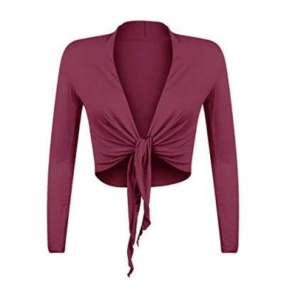 Afbeelding van Gloop Bolero, mooie, elegante damesjas, lange mouwen, bolero strik, Mauve