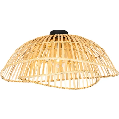 Afbeelding van QAZQA Oosterse plafondlamp zwart met naturel bamboe 62 cm Pua