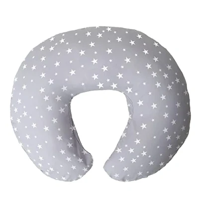 Image de Niimo Coussin d&#039; Allaitement Maternité Bebe avec Taie 100% Coton Amovible et Lavable Remplissage Oreiller de Fibres Polyester (Gris Étoile)