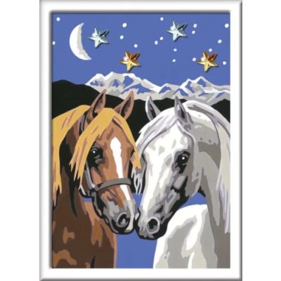 Afbeelding van paardenliefde. Schilderen op nummer speciale serie E: Met glitterstenen om te versieren!