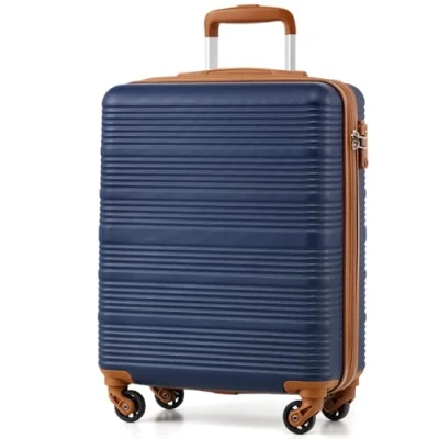 Afbeelding van Coolife Reiskofferset, 3 maten, grote koffer, cabinekoffer, kleine reistassen, ABS met TSA, telescopische handgreep, Blauw/Bruin, Cabinekoffer