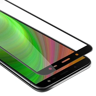 Afbeelding van Cadorabo Volledig scherm pantserfolie geschikt voor Samsung Galaxy J8 2018 in TRANSPARANT met ZWART Gehard (Tempered) display beschermglas 9H hardheid 3D Touch (RETAIL PACKAGING)