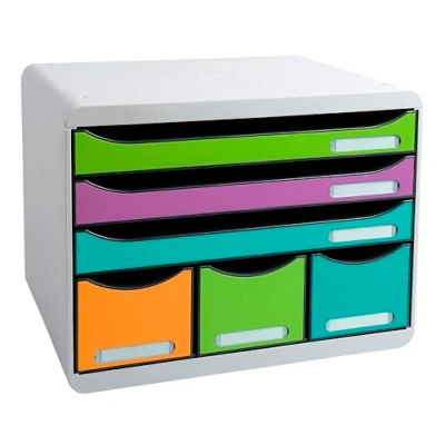 Afbeelding van Exacompta Réf. 309303D BIG BOX PLUS Autentik Caisson 5 tiroirs pour document A4+ Dimensions extérieures : Prof. 34,7 x largeur 27,8 Hauteur 27,1cm Assortis