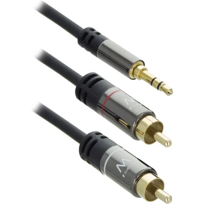 Afbeelding van Ewent Audiokabel stereo ministekker (M) naar RCA x 2 1.5 m beschermd zwart