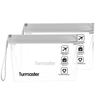 Afbeelding van Turmaster Airport goedgekeurde transparante toilettas, waterdichte reistoilettas, 2 x grijs