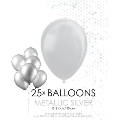 Afbeelding van Zilveren ballonnen metallic 30cm 25 stuks