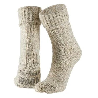 Afbeelding van Apollo Wollen sokken dames Huisokken Licht Bruin Maat 39/42 Huissok met anti slip Fluffy Slofsokken Warme Winter