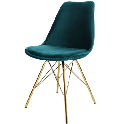 Afbeelding van Kick velvet kuipstoel blauw goud onderstel