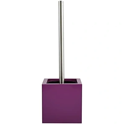 Afbeelding van MSV Toiletborstel in MDF hout houder/rvs wc borstel paars 37 cm