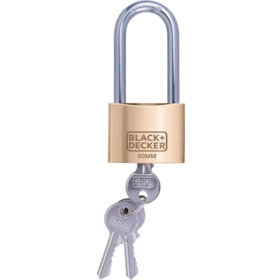 Afbeelding van Black &amp; Decker Lang Hangslot Messing 50 Mm Beveiliging