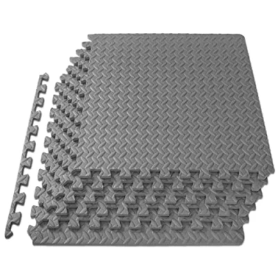 Afbeelding van ProsourceFit Set van 6 in elkaar grijpende EVA schuimvloertegels voor thuissportschool, vloerbekleding kinderen, grijs, 61 x 1,2 cm, 24 m²