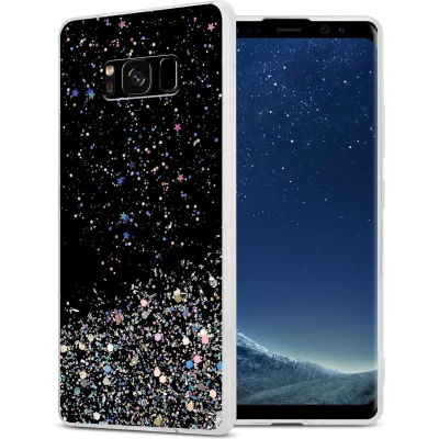 Afbeelding van Cadorabo Hoesje geschikt voor Samsung Galaxy S8 PLUS in Zwart met Glitter Beschermhoes van flexibel TPU silicone fonkelende glitters Case Cover Etui