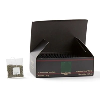 Afbeelding van Dammann Broeders Oosterse groene thee met perzik en wilde aardbeien Passievruchtenaroma&#039;s 24 Theezakjes (48 gram) Gearomatiseerde