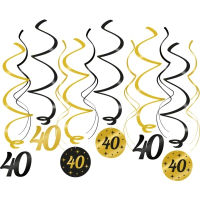 Afbeelding van Hangdecoratie Swirls 40 jaar Classy 70x14cm 6 stuks