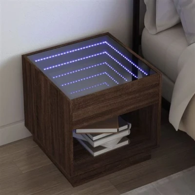 Afbeelding van vidaXL Nachtkastje met Infinity LED 50x50x50 cm bruin eikenkleurig