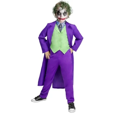 Afbeelding van FUNIDELIA Joker kostuum voor jongens Maat: 97 104 cm Paars