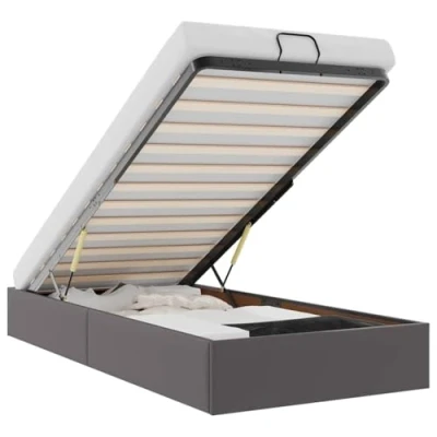 Afbeelding van vidaXL Bedframe zonder matras 90x200 cm kunstleer grijs