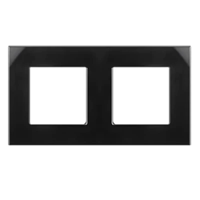 Afbeelding van Maclean 2 voudig glasraampaneel 157x86mm voor wandcontactdoos Modulaire Inbouw Zwart