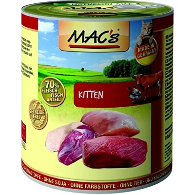 Afbeelding van 6x800g Kitten Kalkoen, Rund &amp; Eend MAC&#039;s Kattenvoer