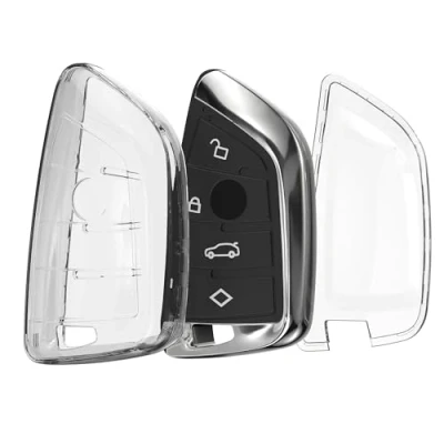 Afbeelding van kwmobile Autosleutel hoesje geschikt voor BMW 3 knops Smart Key behuizing van TPU transparant in