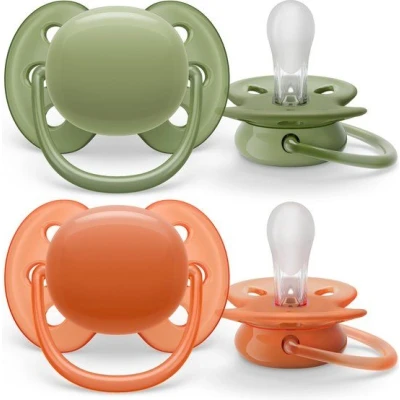 Afbeelding van Philips Avent Ultra Soft Fopspeen SCF093/01 18+ maanden Groen/Rood 2 Speentjes