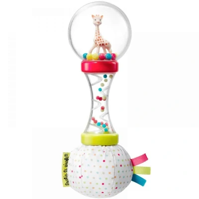 Afbeelding van Sophie de giraf Zachte Maracas Rammelaar Babyspeelgoed Kraamcadeau Babyshower cadeau In wit/rode geschenkdoos Vanaf 3 maanden 6x6x17 cm Kunststof/Katoen