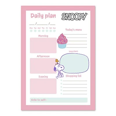 Afbeelding van Grupo Erik Notitieblok A5 Snoopy, dagplanner Dagelijkse Planner, To Do List, kantoorbriefpapier, Memoblokken, Schoolbenodigdheden