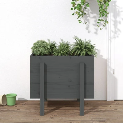 Afbeelding van Plantenbak 62x50x57 cm massief grenenhout grijs