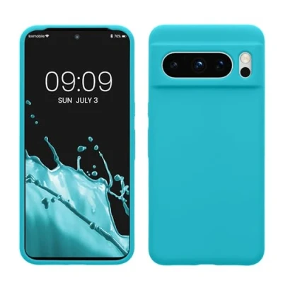 Afbeelding van kwmobile telefoonhoesje geschikt voor Google Pixel 8 Pro Hoesje met siliconen coating Smartphone case in ijsblauw