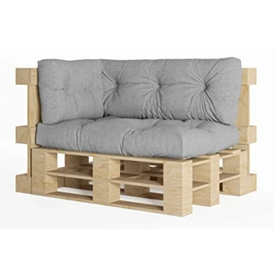 Afbeelding van chilly pilley europalletkussen met vlokken van schuim, geschikt voor palletmeubels, rugkussen, zitkussen en zijkussen, verkrijgbaar als set meerdere kussens (3 delige set, zilverkleurig)