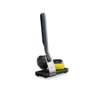Afbeelding van Joseph SinkTech Set Brosse à Vaisselle et Éponge avec Support en Acier Inoxydable, Poils Durables, Têtes Remplaçables