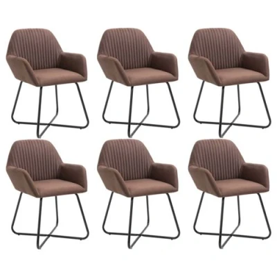 Afbeelding van vidaXL Eetkamerstoelen 6 st stof bruin
