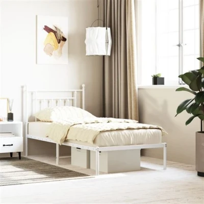 Afbeelding van vidaXL Bedframe met hoofdbord metaal wit 80x200 cm