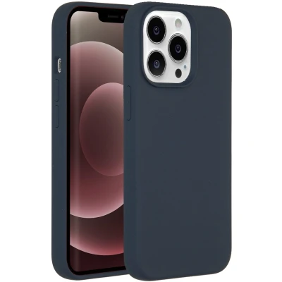 Afbeelding van Accezz Hoesje Geschikt voor iPhone 13 Pro Max Siliconen Liquid Silicone Backcover Donkerblauw