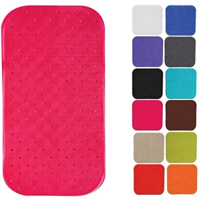 Afbeelding van MSV Douche/bad anti slip mat badkamer rubber fuchsia roze 36 x 76 cm met zuignappen