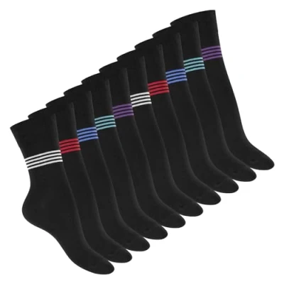 Afbeelding van Celodoro 10 paar katoenen damessokken, Stripe Mix