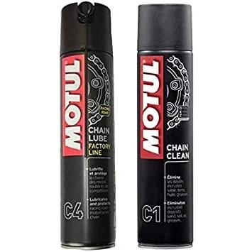 Afbeelding van Motul C1 kettingreinigingsspray 400 ml en C4 vet speciaal voor de weg