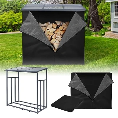 Afbeelding van Metalen haardhoutrek 145x145x57 cm antraciet ML Design