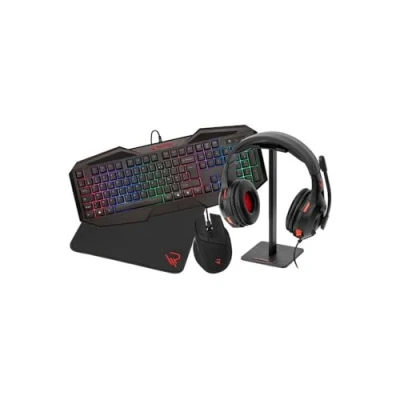 Afbeelding van Subsonic Raiden Combo pack d&#039;accessoires gamer pour PC Clavier AZERTY Souris Casque gaming tapis et Stand