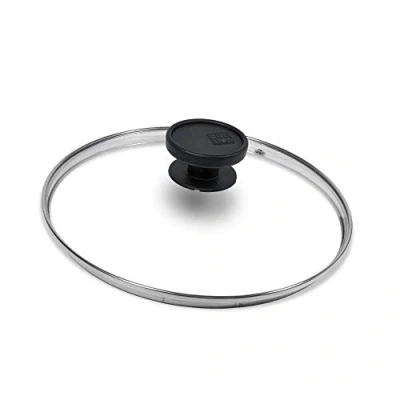 Image de ALLUFLON Couvercle en verre avec bord acier inoxydable, transparent, 18 cm