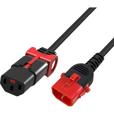 Afbeelding van ACT AK5503 Netsnoer C13 / C14 Dual IEC LOCK Zwart 1,5 meter