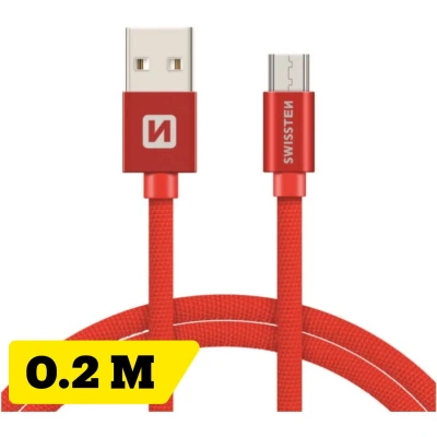 Afbeelding van Swissten Micro USB naar kabel 0.2M Rood