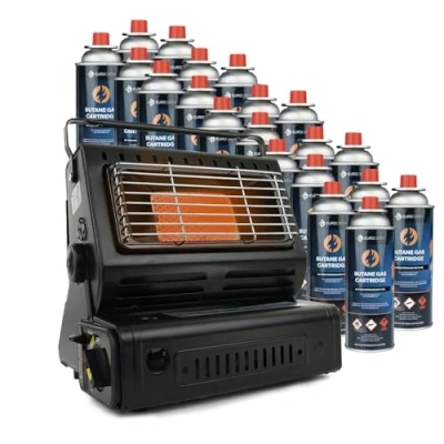 Afbeelding van Eurocatch gaskachel Incl. 20 Butaan Gasbussen Heater Kachel Terrasverwarmer Camping Gas Verstelbaar Draagbaar
