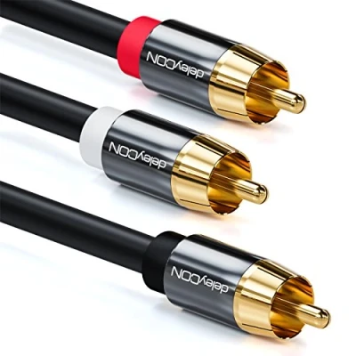 Afbeelding van deleyCON 3,0 m subwooferkabel, digitale coaxkabel Y Cinch, vergulde contacten, audiokabel, cinch op 2 x RCA aansluiting