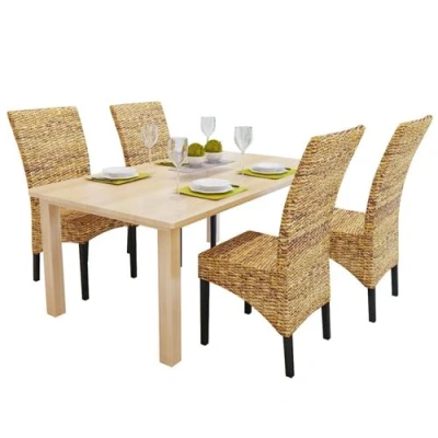 Afbeelding van vidaXL Eetkamerstoelen 2 st abaca en massief mangohout