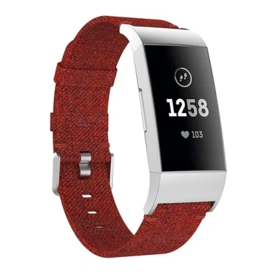 Afbeelding van Fitbit Charge 3 &amp; 4 Nylon bandje Donker rood