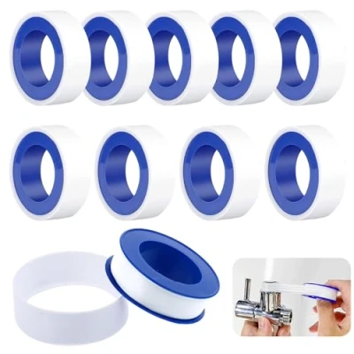 Afbeelding van Pizsieat Teflon Loodgietersband, Teflon, 15 mm x 10 m, PTFE afdichtingstape voor zwembaden, keukens, kranen, douches en badkuipen (wit)